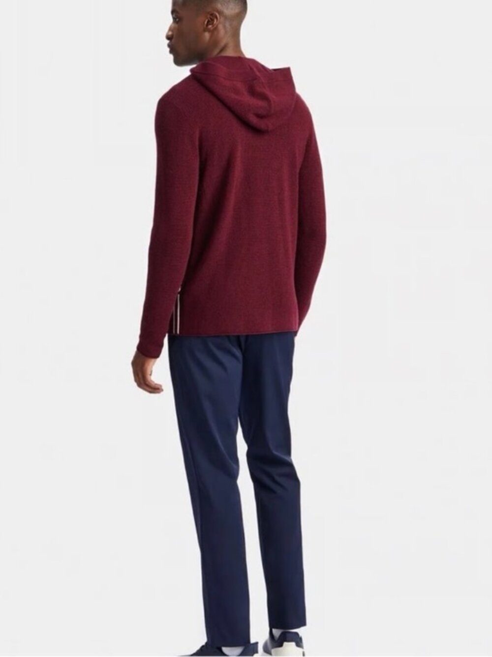 G/FORE Men’s Sweater Waffle Stitch MerinoWool Hoodie in Rhubarb size Large